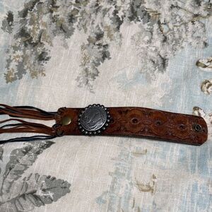 Western Leather Buffalo Coin Cuff Bracelet 
NWT